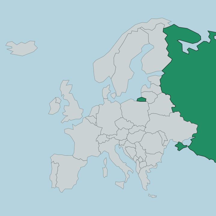 Map showing Russia — In Europe