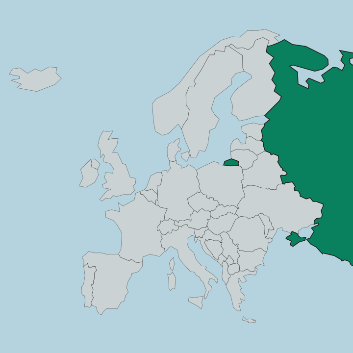 Map showing Russia — In Europe