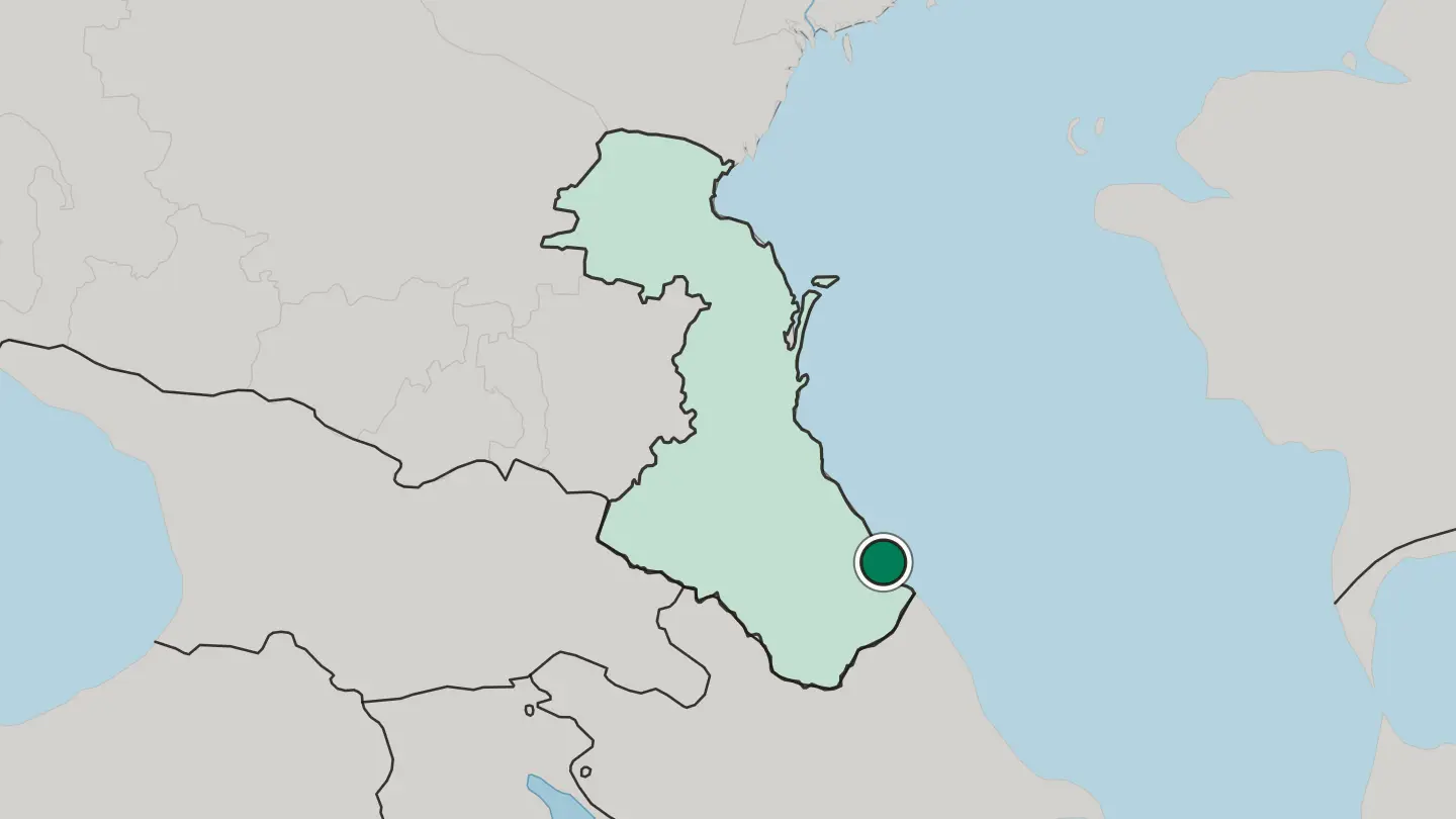 Map of Derbent in Russia