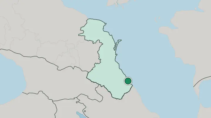 Map of Derbent in Russia