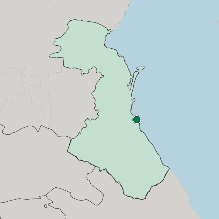 Map showing Kaspiysk — In Dagestan