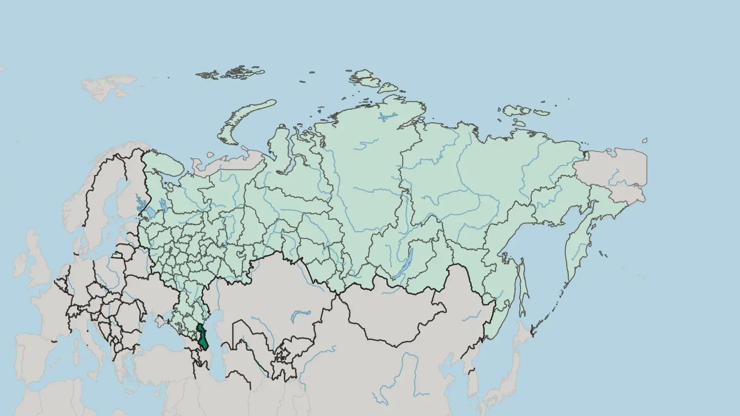 Map of Dagestan in Russia