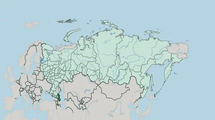 Map of Dagestan in Russia
