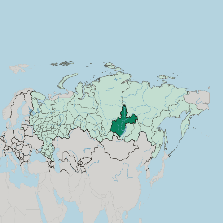 Map showing Irkutsk Oblast — In Russia