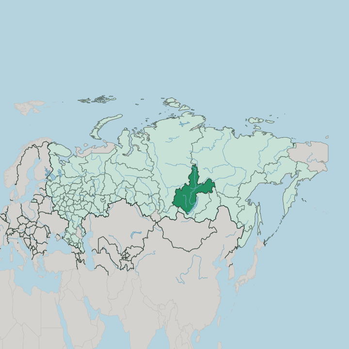 Map showing Irkutsk Oblast — In Russia