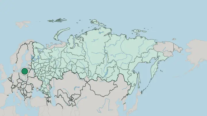 Map of Kaliningrad in Russia