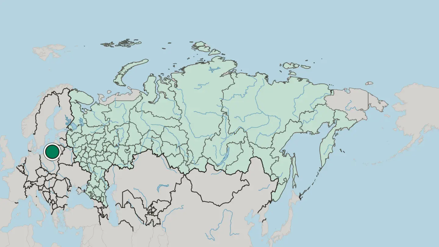 Map of Kaliningrad in Russia