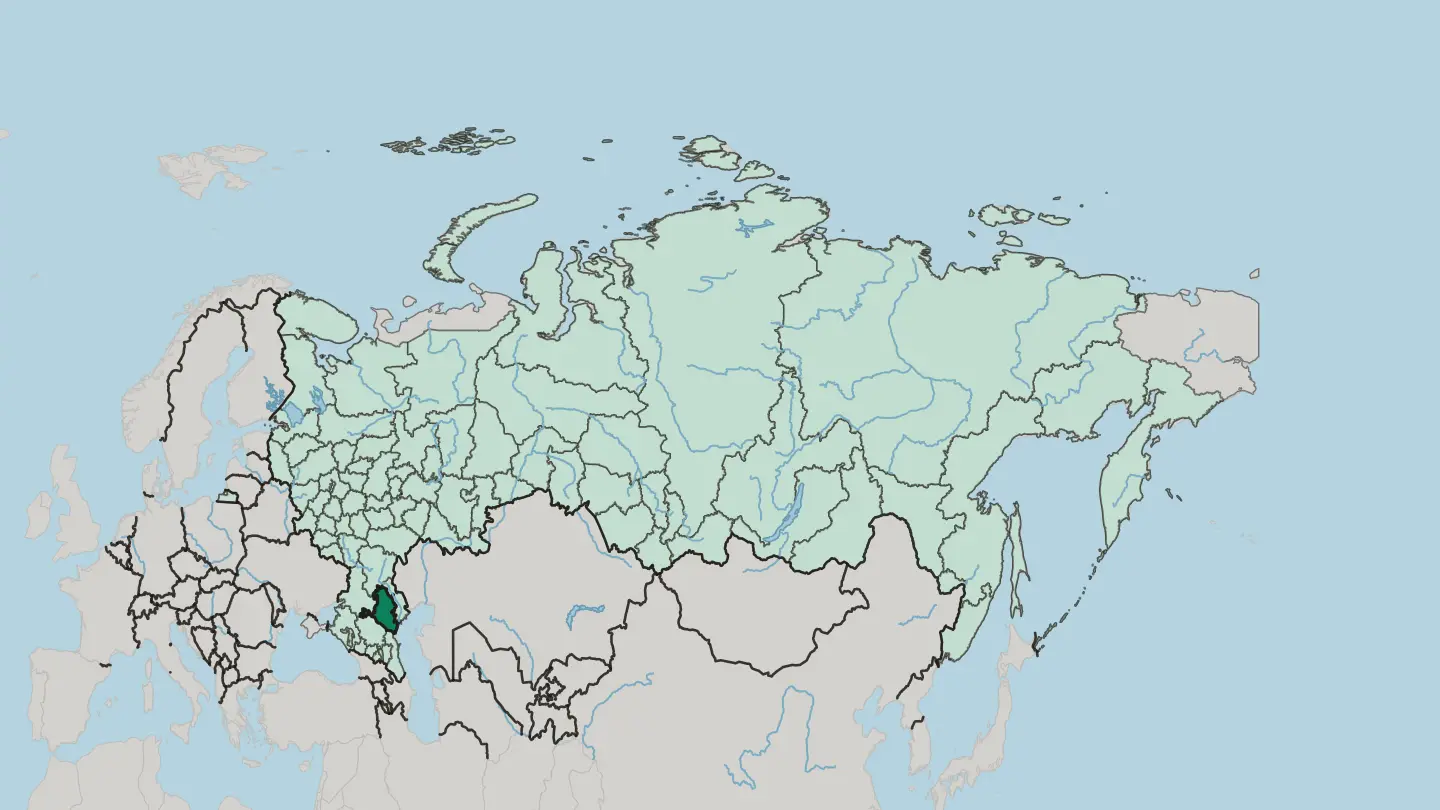 Map of Kalmykiya in Russia