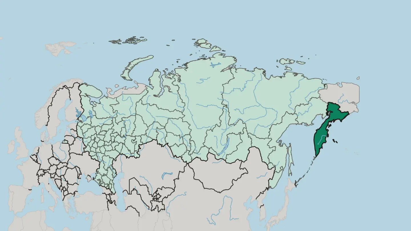 Map of Kamchatka Krai in Russia