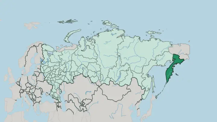Map of Kamchatka Krai in Russia