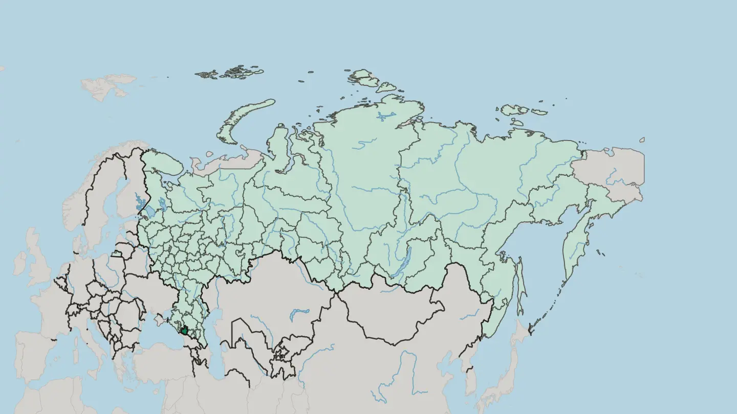 Map of Karachayevo-Cherkesiya in Russia