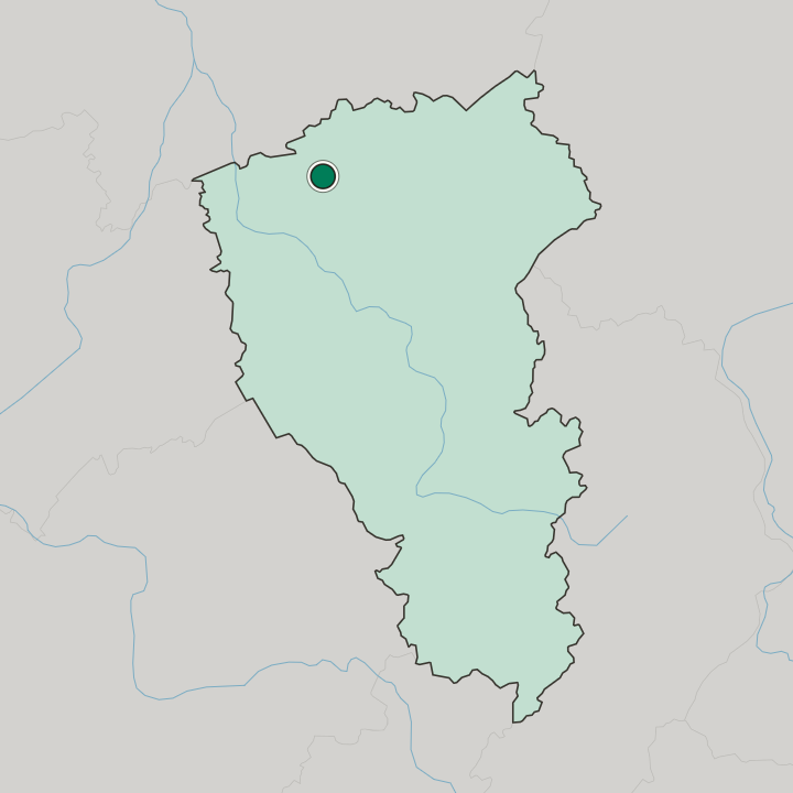 Map showing Anzhero-Sudzhensk — In Kemerovo Oblast