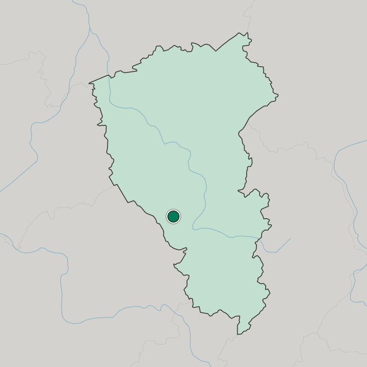 Map showing Kiselëvsk — In Kemerovo Oblast