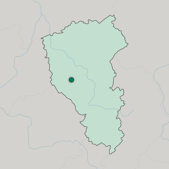 Map showing Leninsk-Kuznetsky — In Kemerovo Oblast