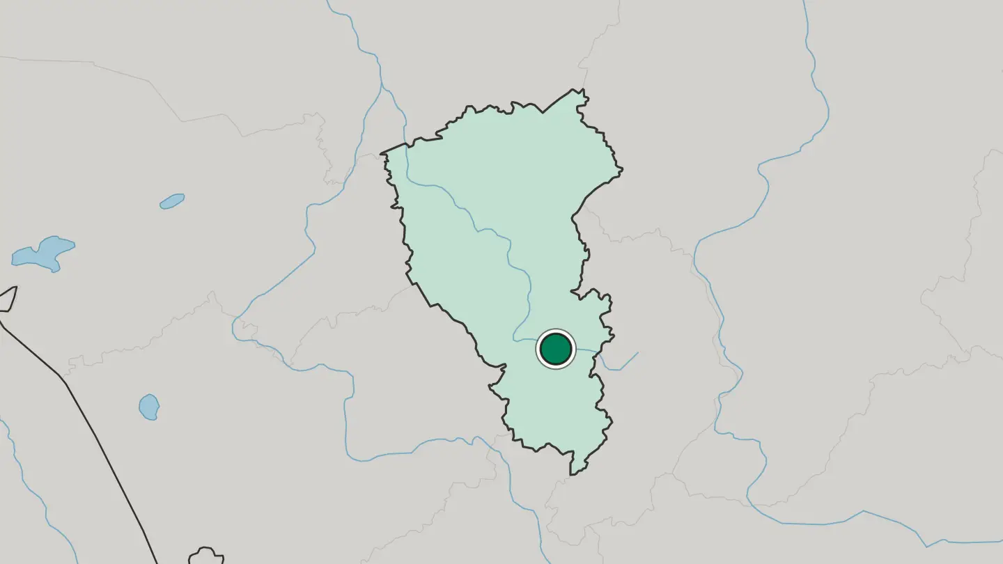 Map of Mezhdurechensk in Russia