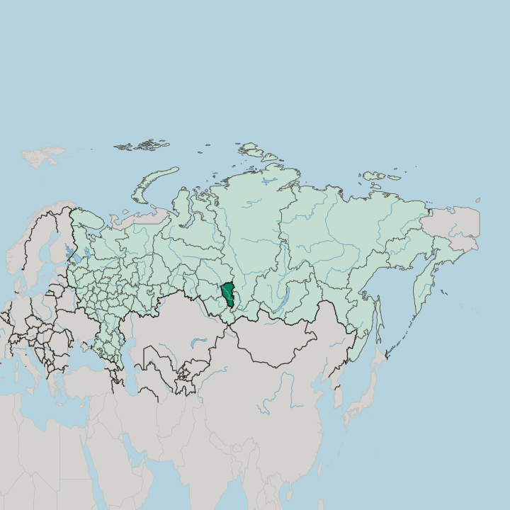 Map showing Kemerovo Oblast — In Russia