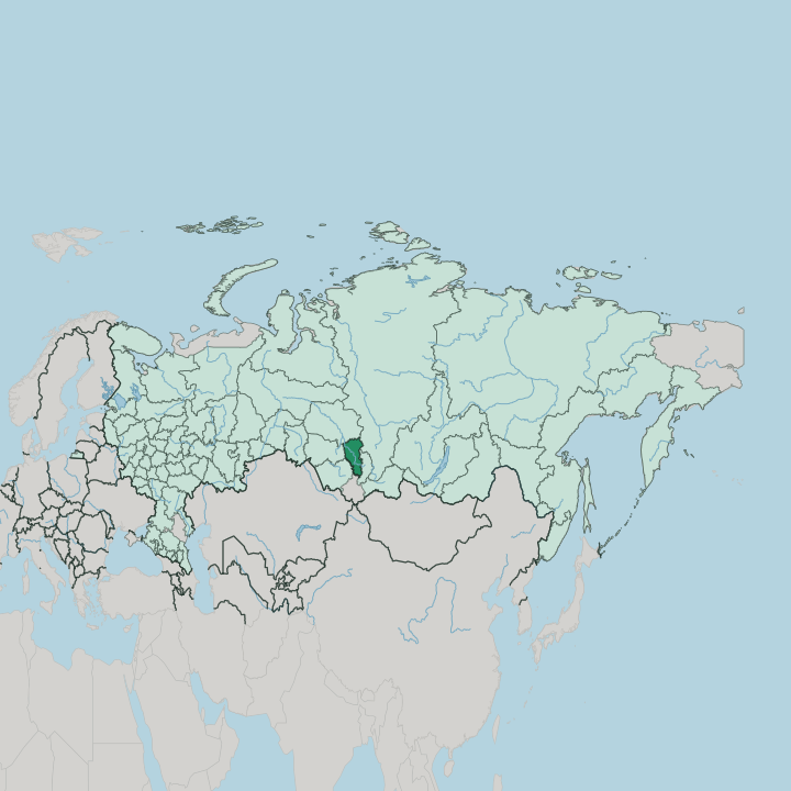 Map showing Kemerovo Oblast — In Russia