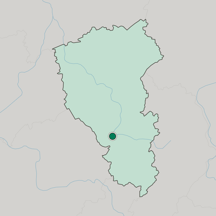 Map showing Novokuznetsk — In Kemerovo Oblast