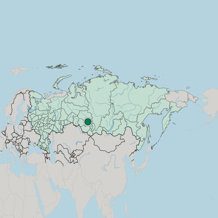 Map showing Yurga — In Russia