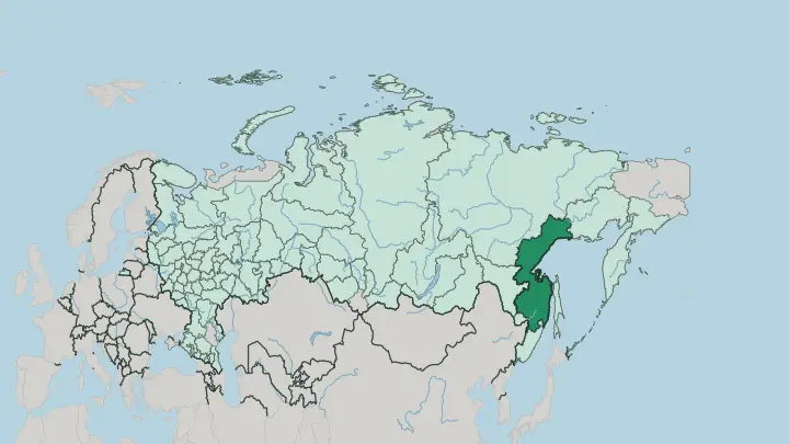 Map of Khabarovskiy Kray in Russia