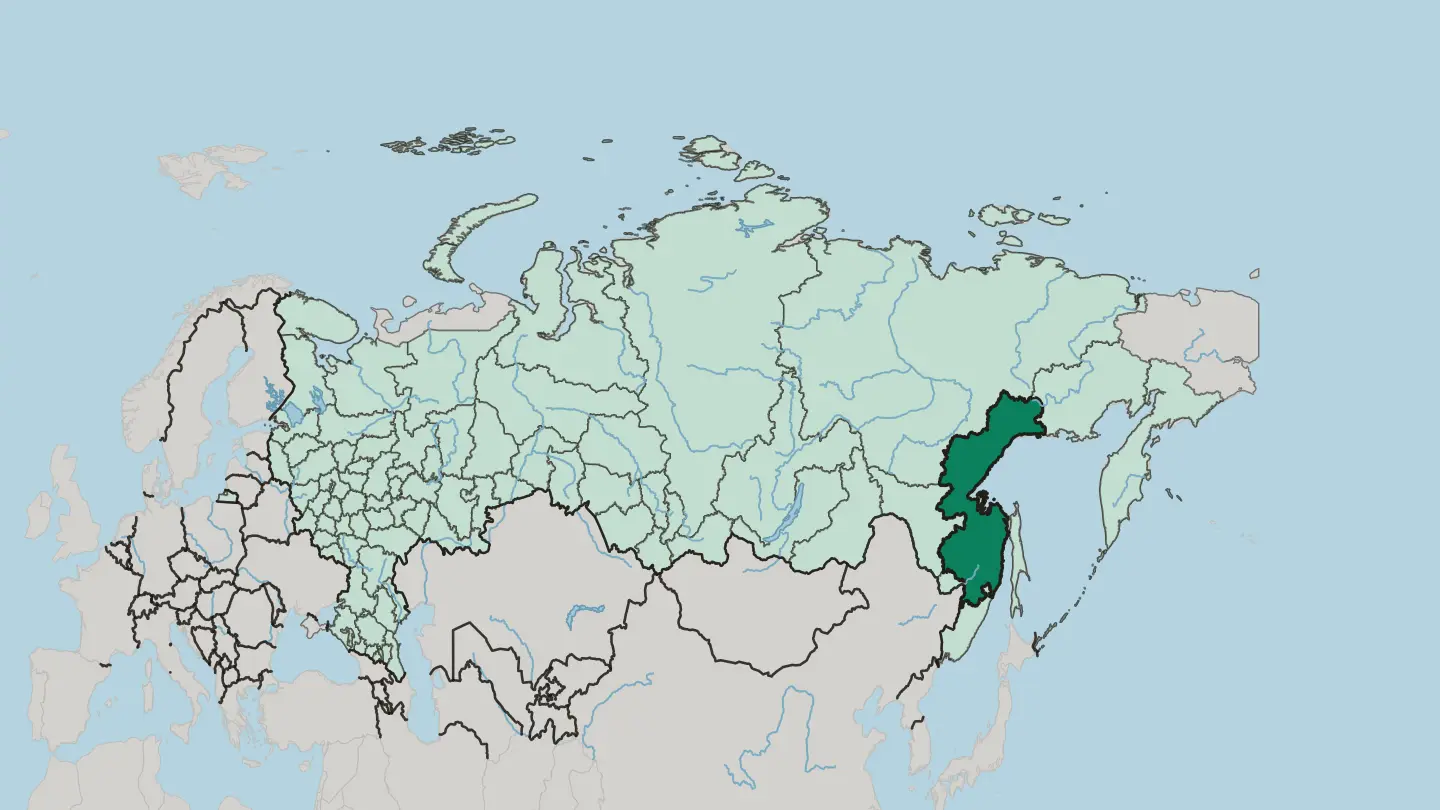Map of Khabarovskiy Kray in Russia