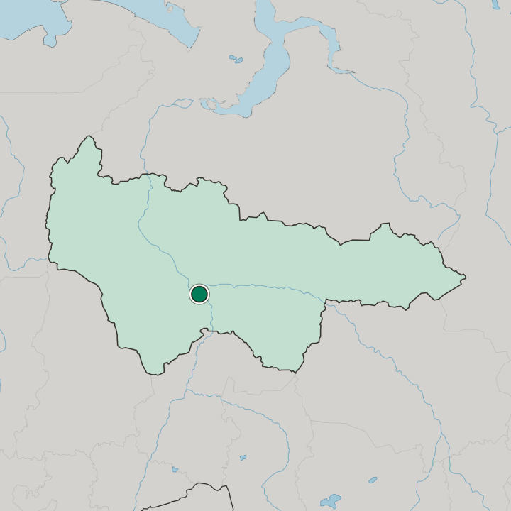 Map showing Khanty-Mansiysk — In Khanty-Mansiyskiy Avtonomnyy Okrug-Yugra