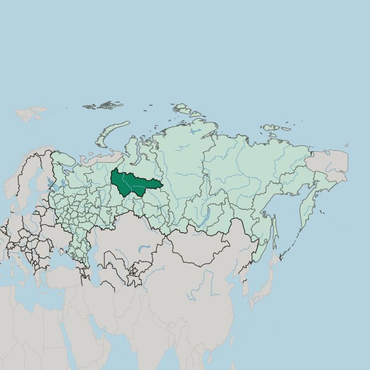 Map showing Khanty-Mansiyskiy Avtonomnyy Okrug-Yugra — In Russia