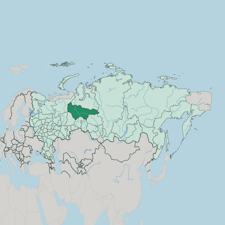 Map showing Khanty-Mansiyskiy Avtonomnyy Okrug-Yugra — In Russia