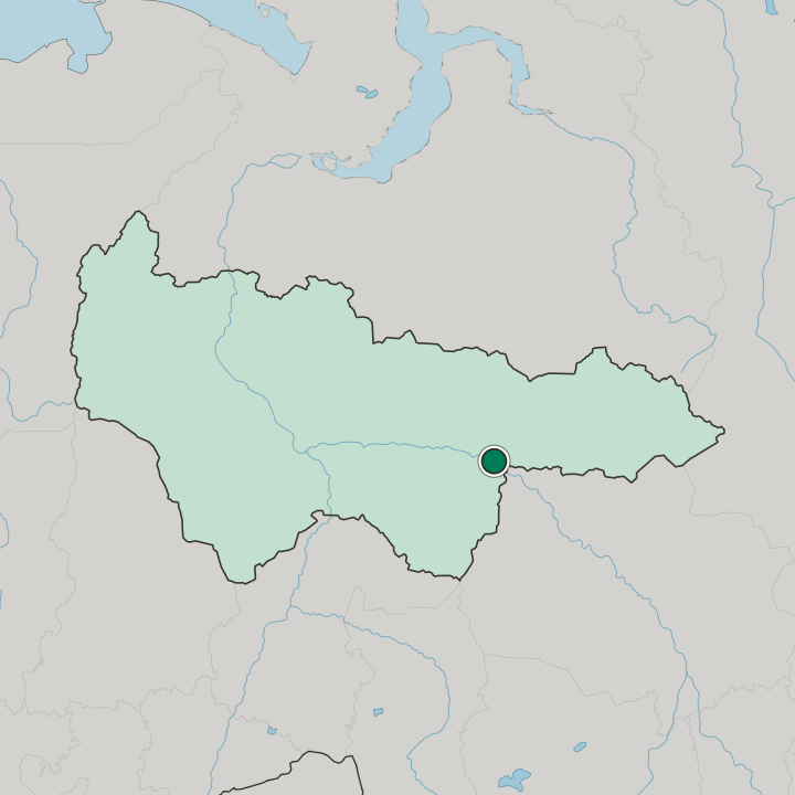 Map showing Nizhnevartovsk — In Khanty-Mansiyskiy Avtonomnyy Okrug-Yugra