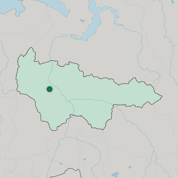 Map showing Nyagan — In Khanty-Mansiyskiy Avtonomnyy Okrug-Yugra
