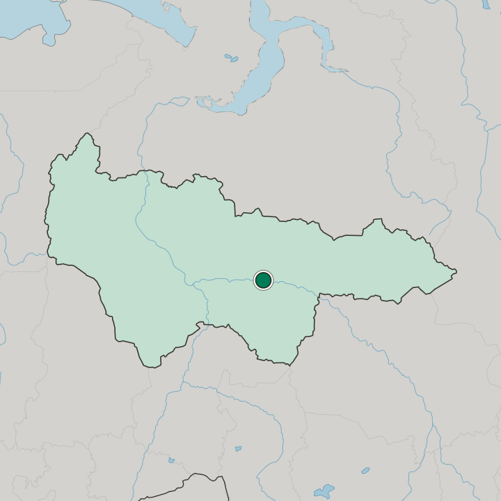 Map showing Surgut — In Khanty-Mansiyskiy Avtonomnyy Okrug-Yugra