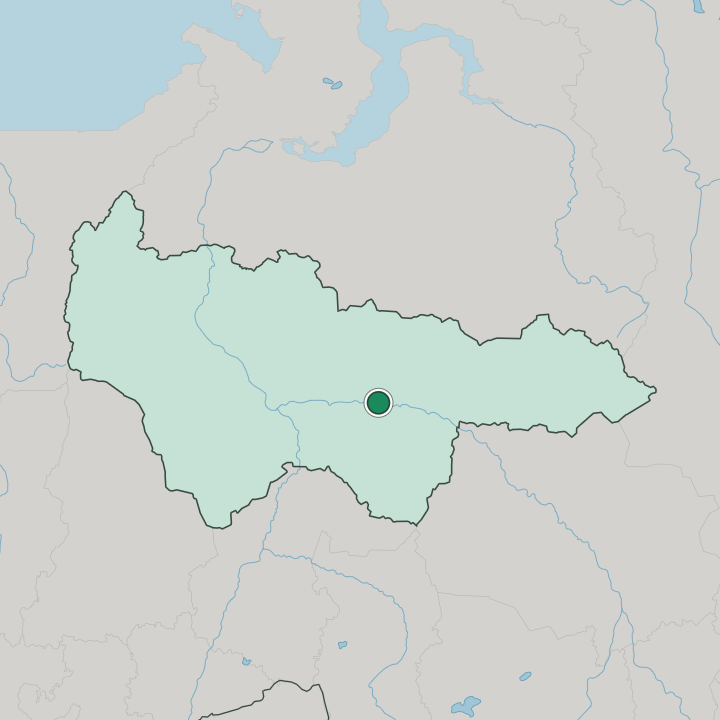 Map showing Surgut — In Khanty-Mansiyskiy Avtonomnyy Okrug-Yugra