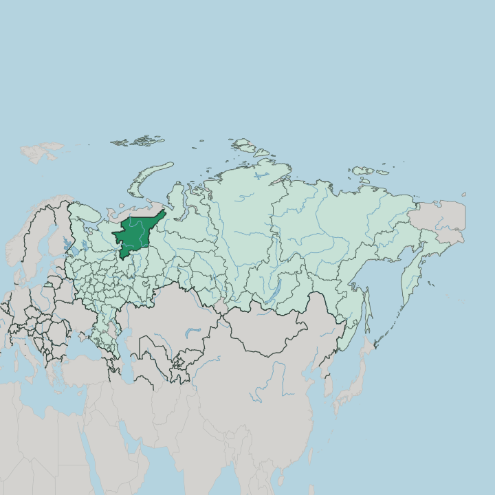 Map showing Komi — In Russia
