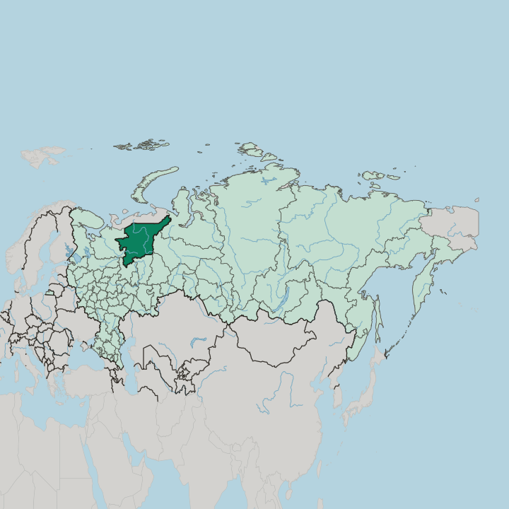 Map showing Komi — In Russia