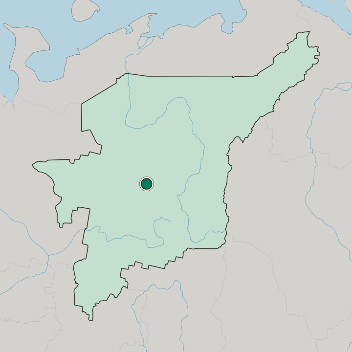 Map showing Ukhta — In Komi