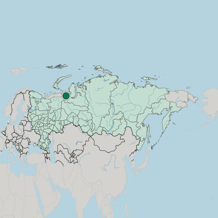 Map showing Vorkuta — In Russia