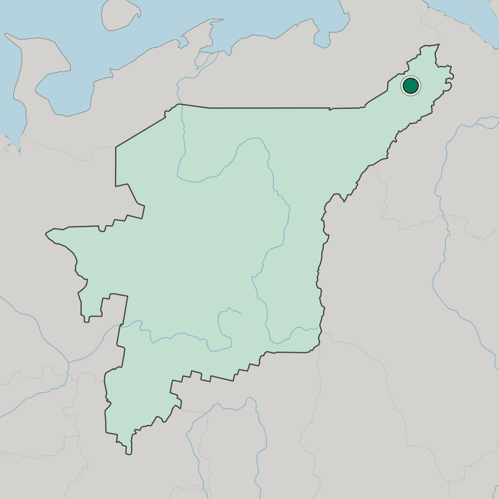 Map showing Vorkuta — In Komi