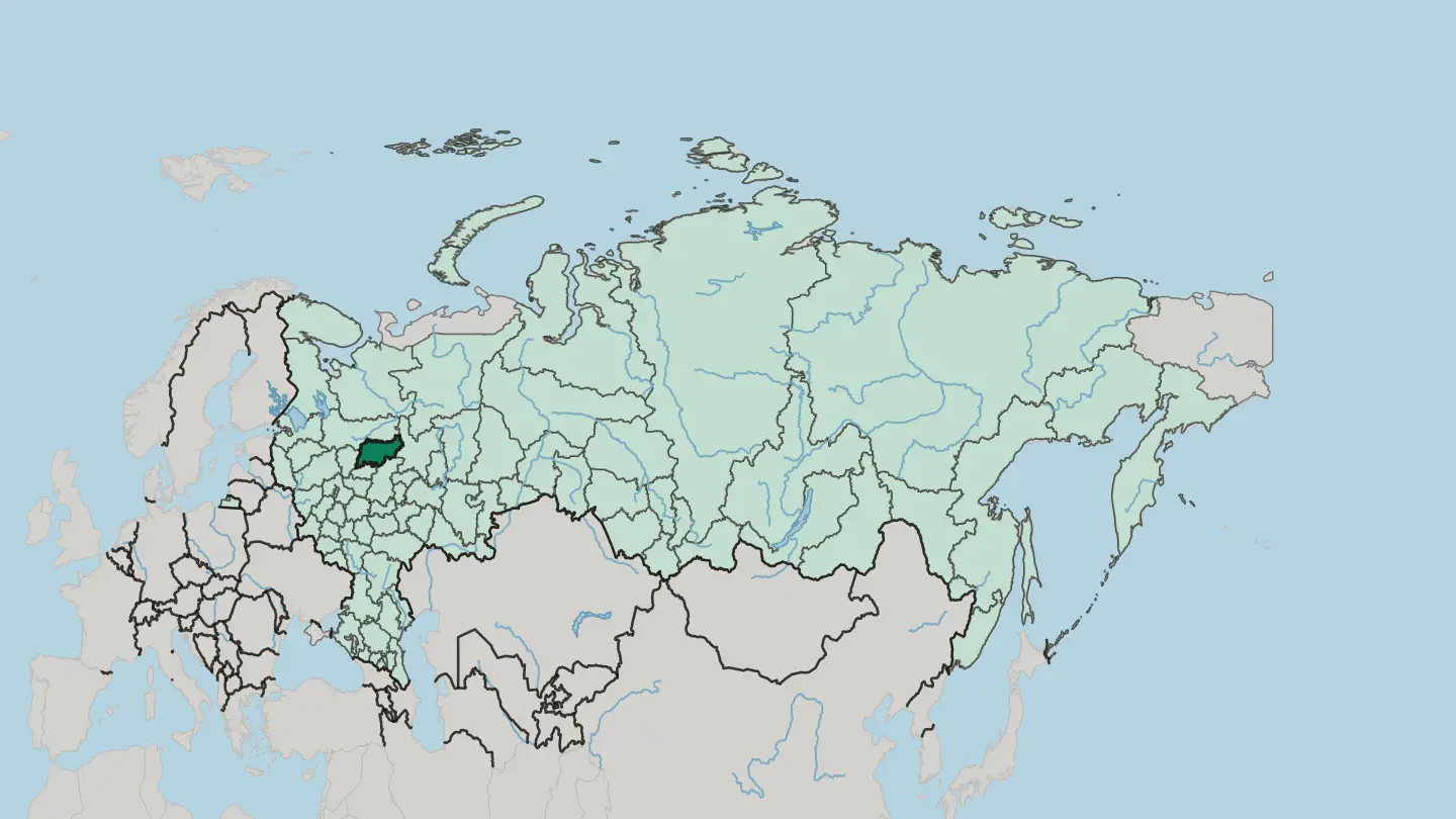 Map of Kostroma Oblast in Russia