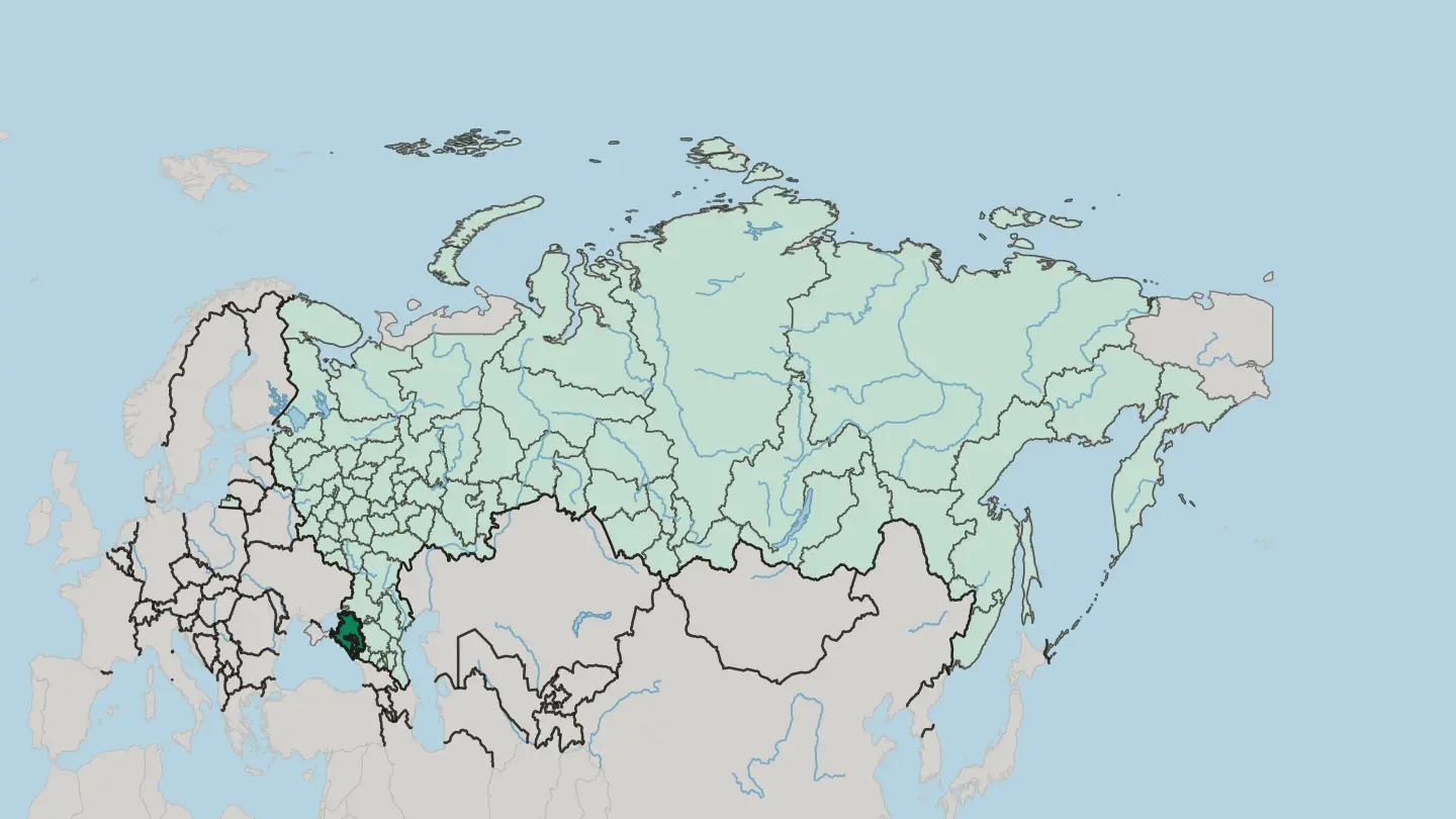 Map of Krasnodarskiy Kray in Russia