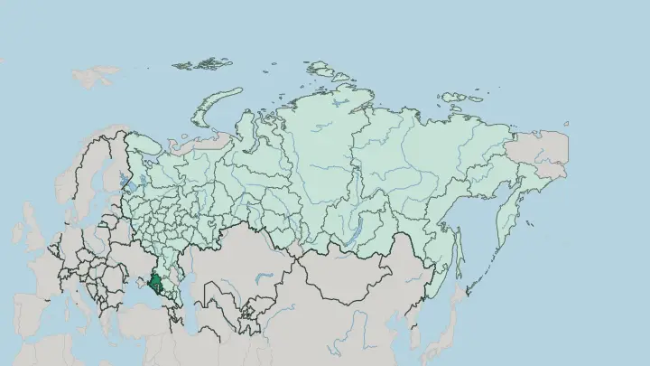 Map of Krasnodarskiy Kray in Russia