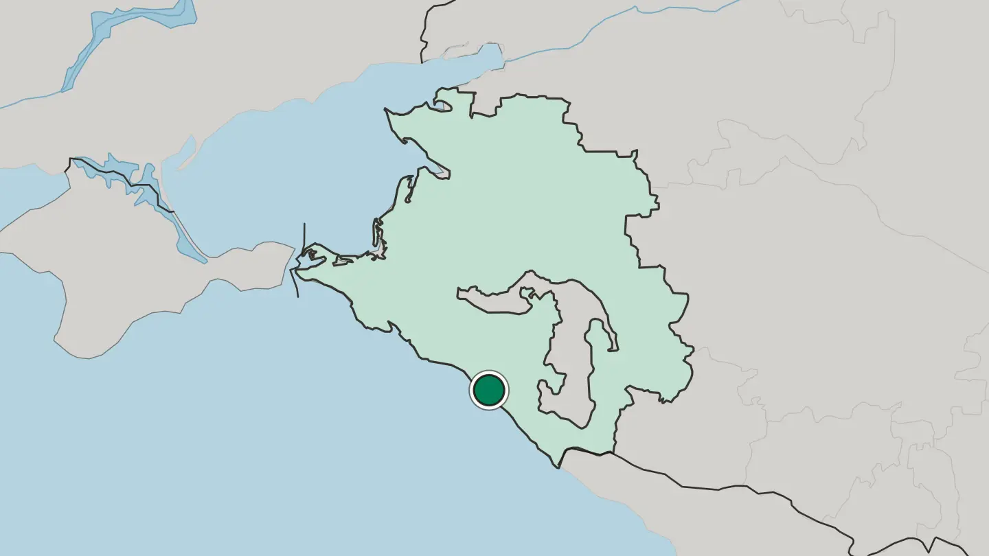 Map of Tuapse in Russia