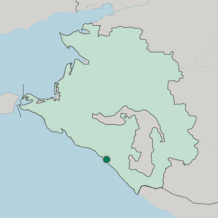 Map showing Tuapse — In Krasnodarskiy Kray