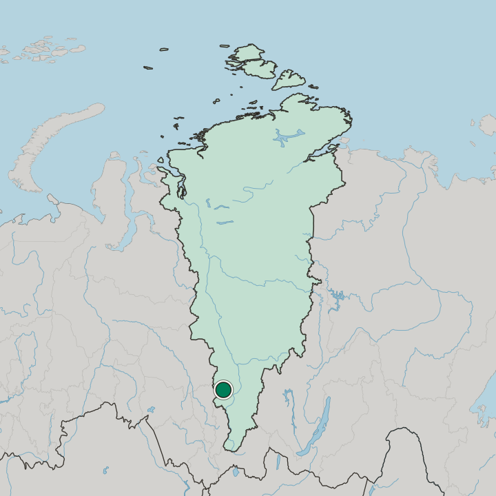 Map showing Achinsk — In Krasnoyarskiy Kray