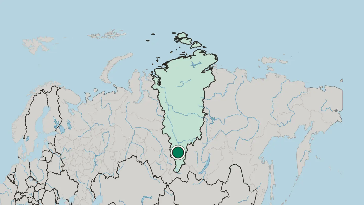 Map of Krasnoyarsk in Russia