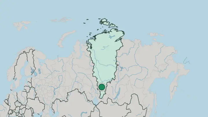 Map of Krasnoyarsk in Russia