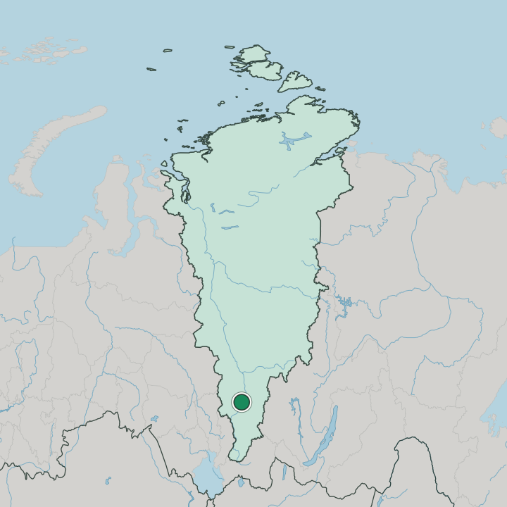 Map showing Krasnoyarsk — In Krasnoyarskiy Kray