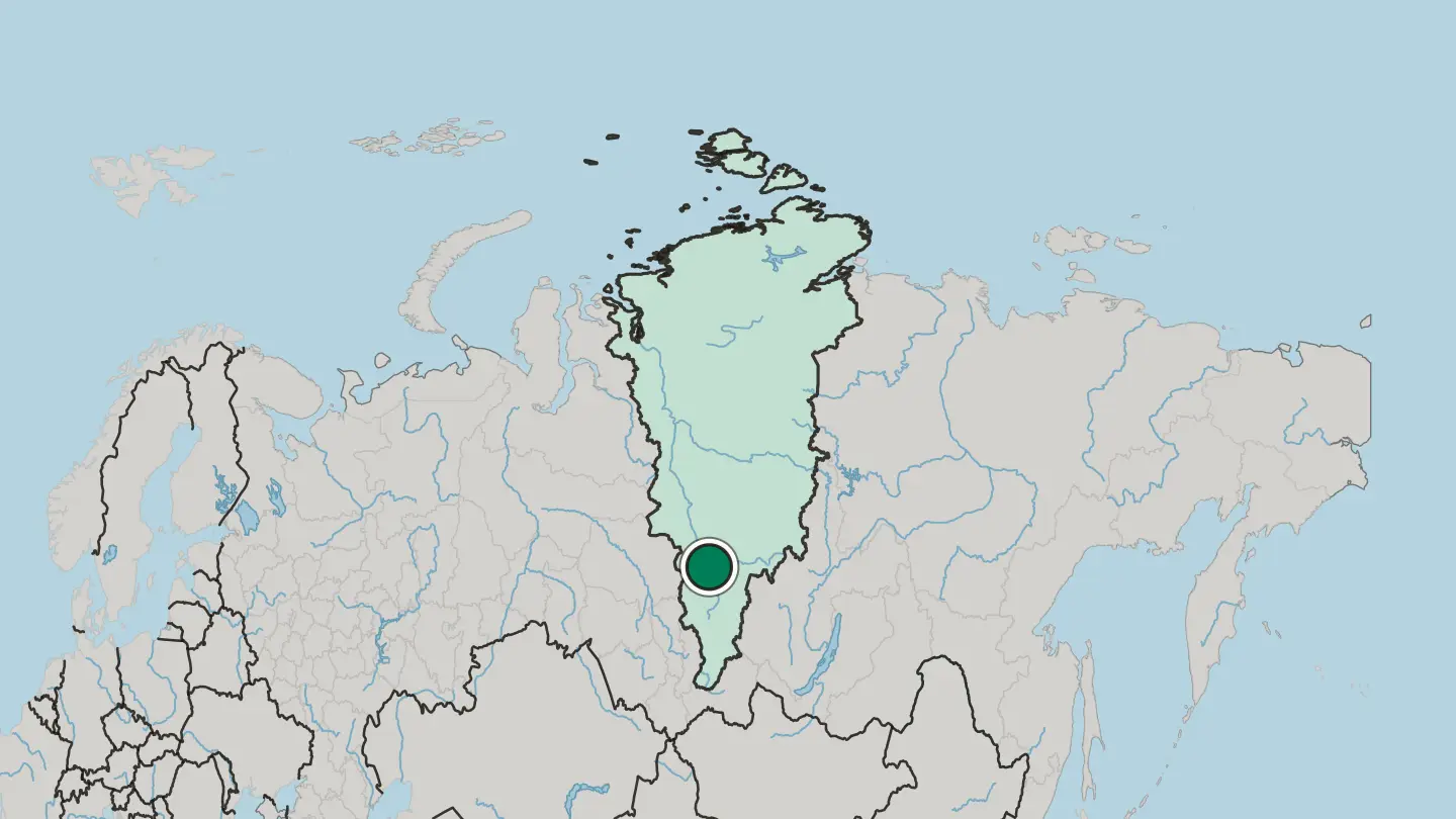 Map of Lesosibirsk in Russia
