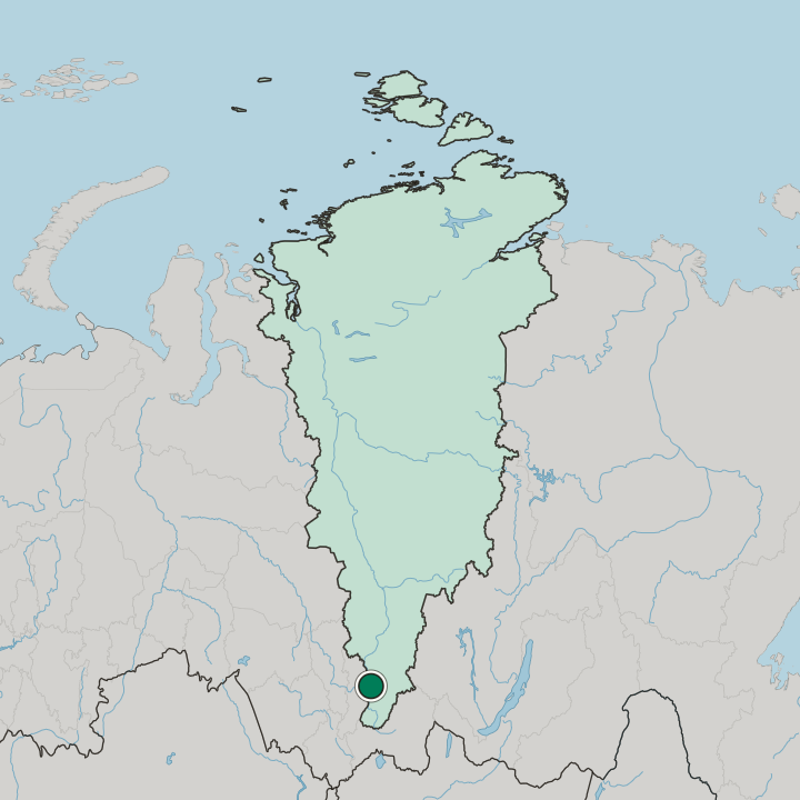 Map showing Minusinsk — In Krasnoyarskiy Kray