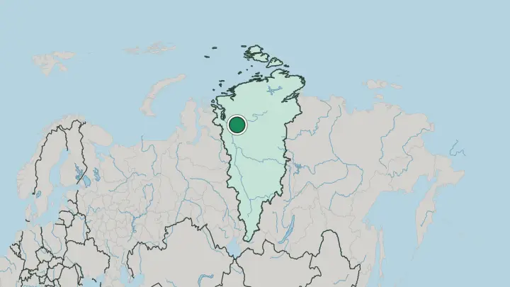 Map of Norilsk in Russia