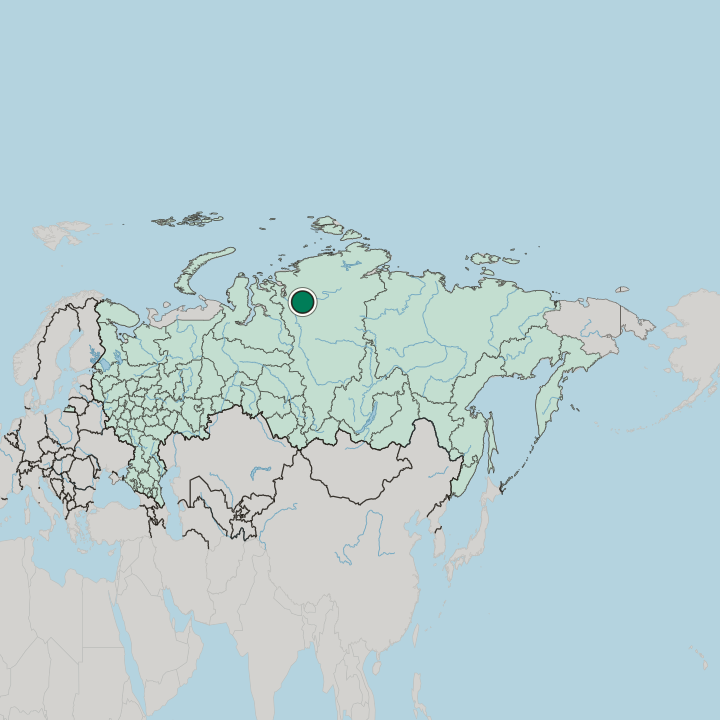 Map showing Talnakh — In Russia